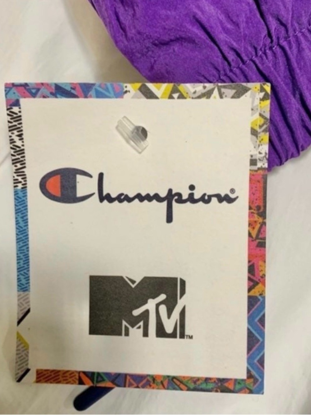 Champion White Track Pants with Geo Print Accents - Picture 4 of 4